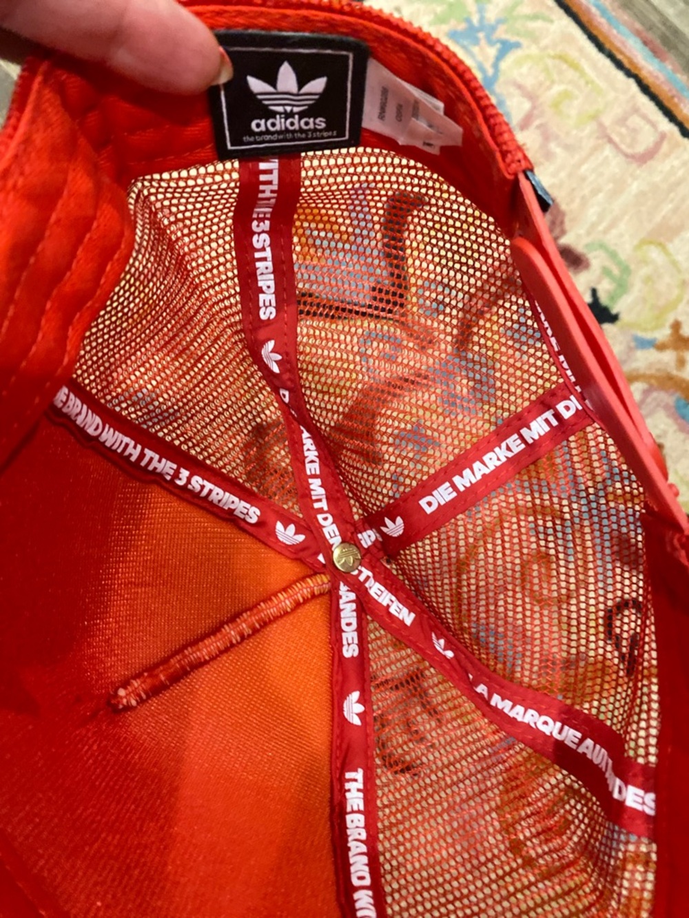 adidas Men's Trucker Hat Red White Adjustable Mesh Back Casual One Size - Picture 5 of 9